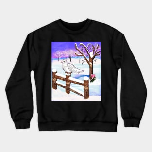 Snow dove of Peace - white dove in tranquil winter scenery Crewneck Sweatshirt